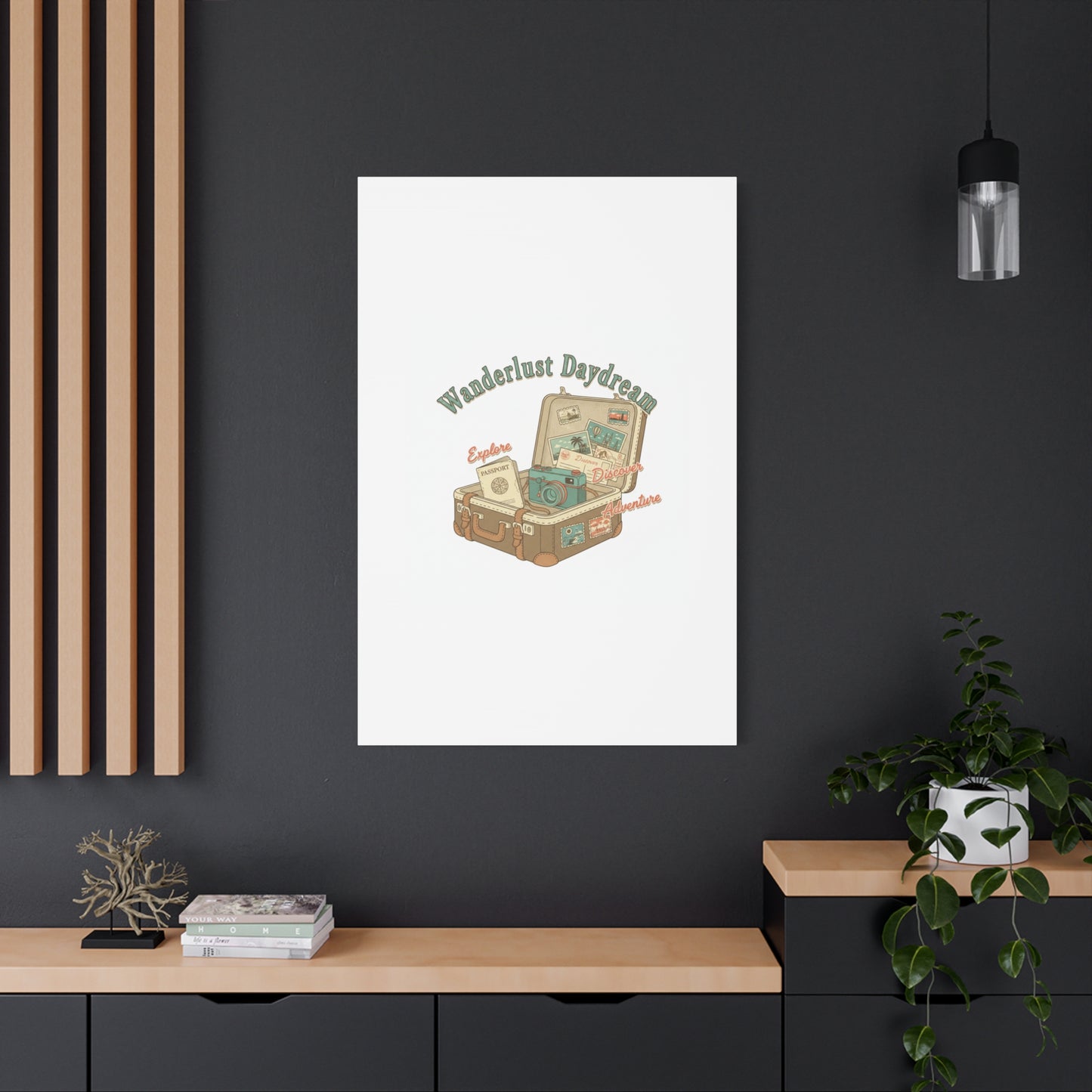 Wanderlust Daydream Travel Postcard Canvas | Retro Travel Stamp Decor