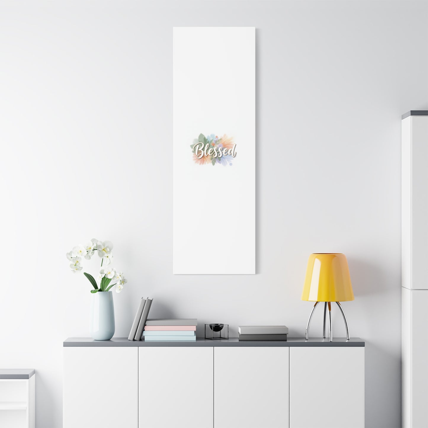 Blessed Floral Script Canvas