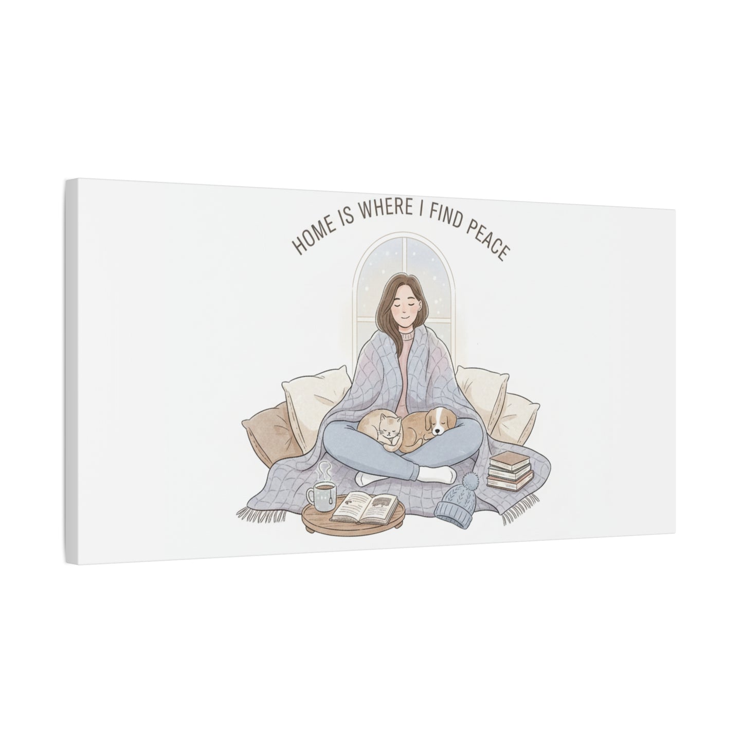 Home Is Where I Find Peace Canvas | Cozy Homebody Wall Art, Introvert Winter
