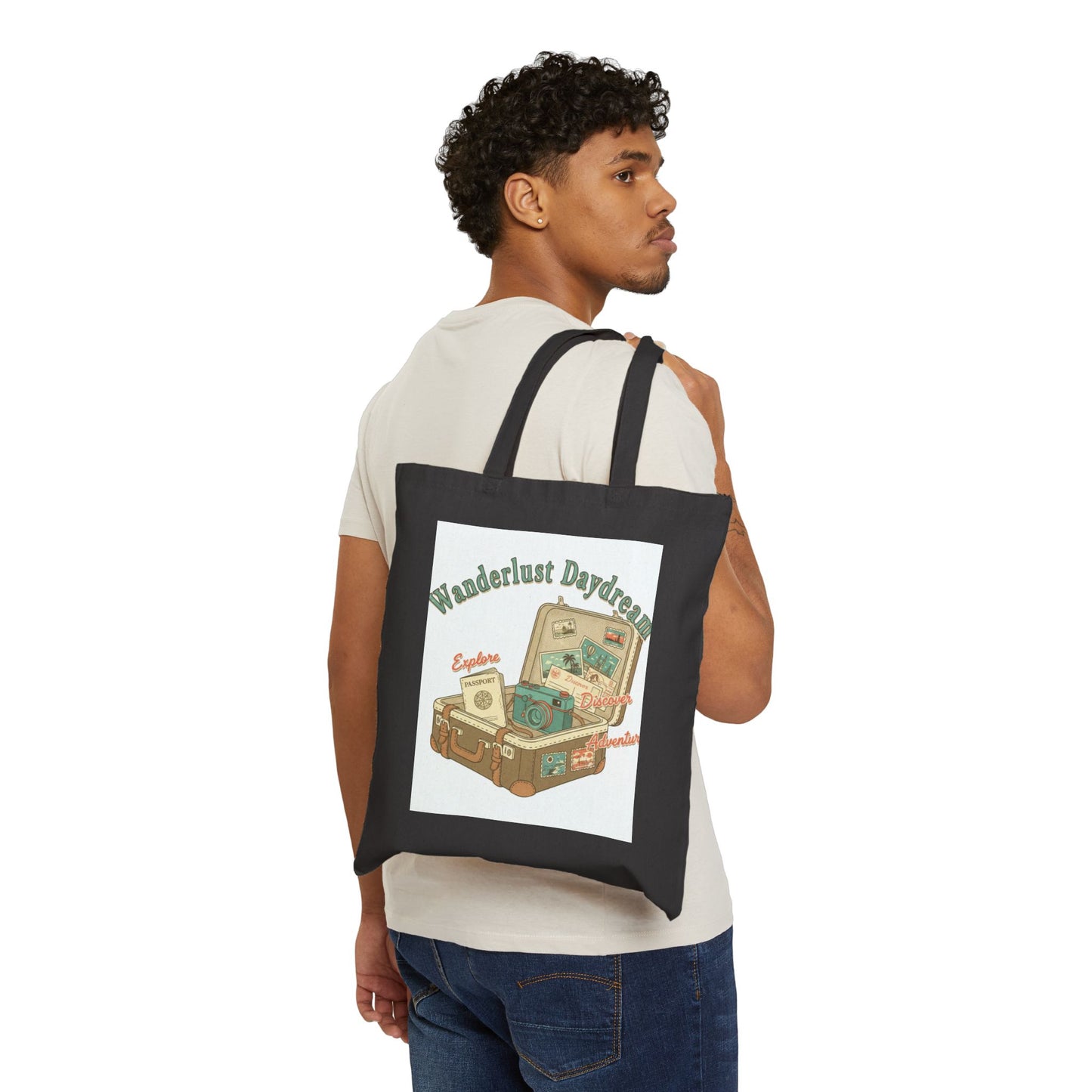 Wanderlust Daydream Vintage Postcard Tote | travel stamps, passport stamp