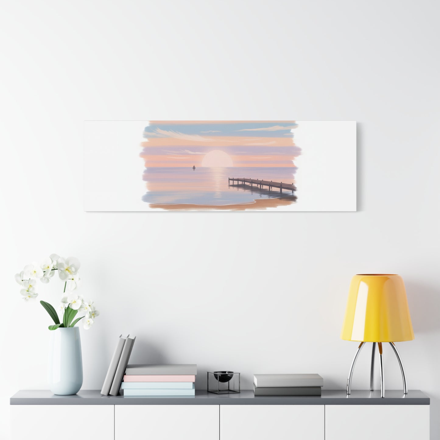 Sunset Hour Canvas, Matte Stretched 1.25" | Minimal Luxe Gold Accent