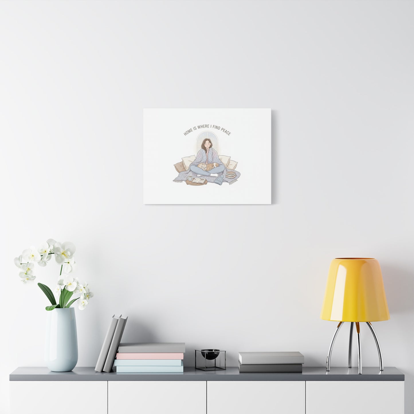 Home Is Where I Find Peace Canvas | Cozy Homebody Wall Art, Introvert Winter