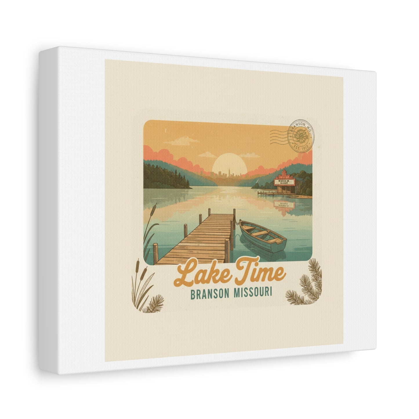 Vintage Postcard Canvas Lake Time Print