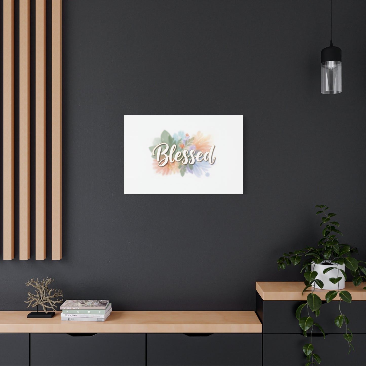 Blessed Floral Script Canvas