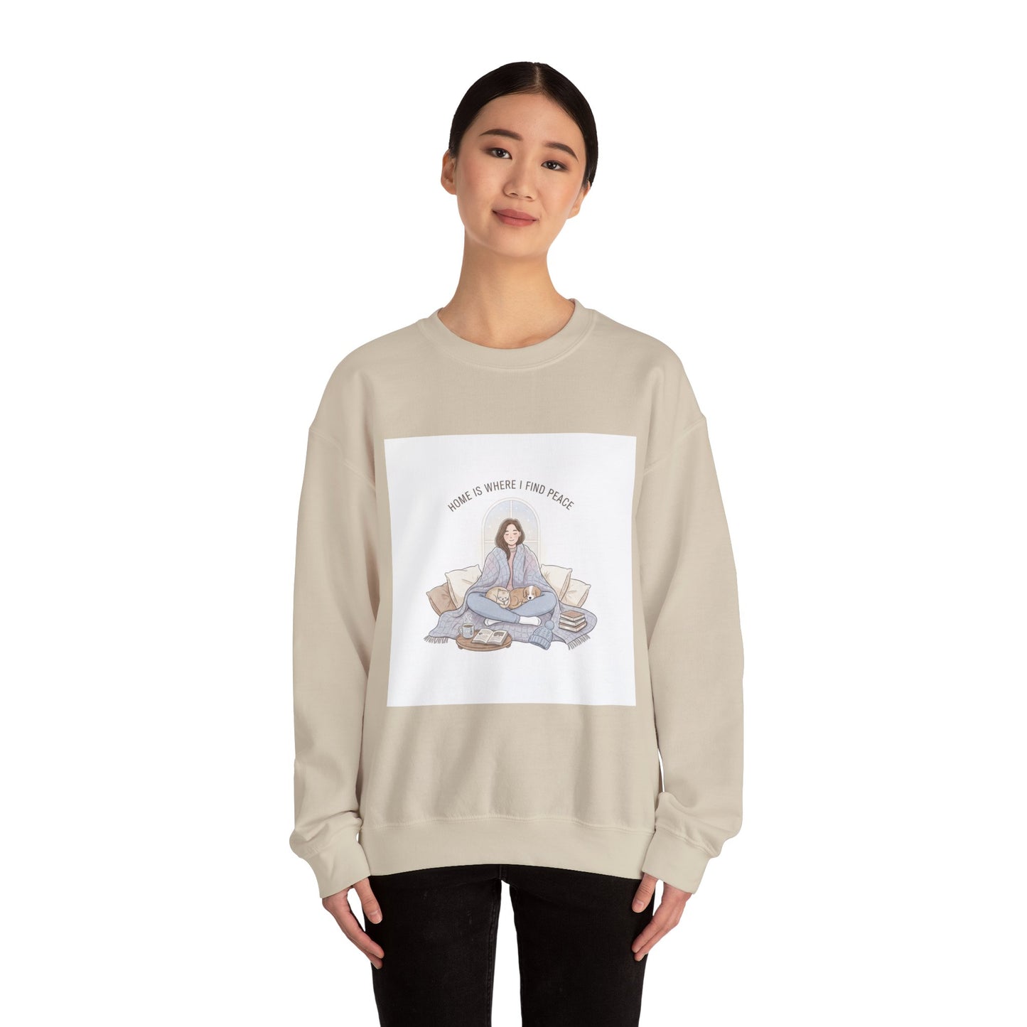 Home Is Where I Find Peace Crewneck Sweatshirt | Introvert Homebody Cozy Winter