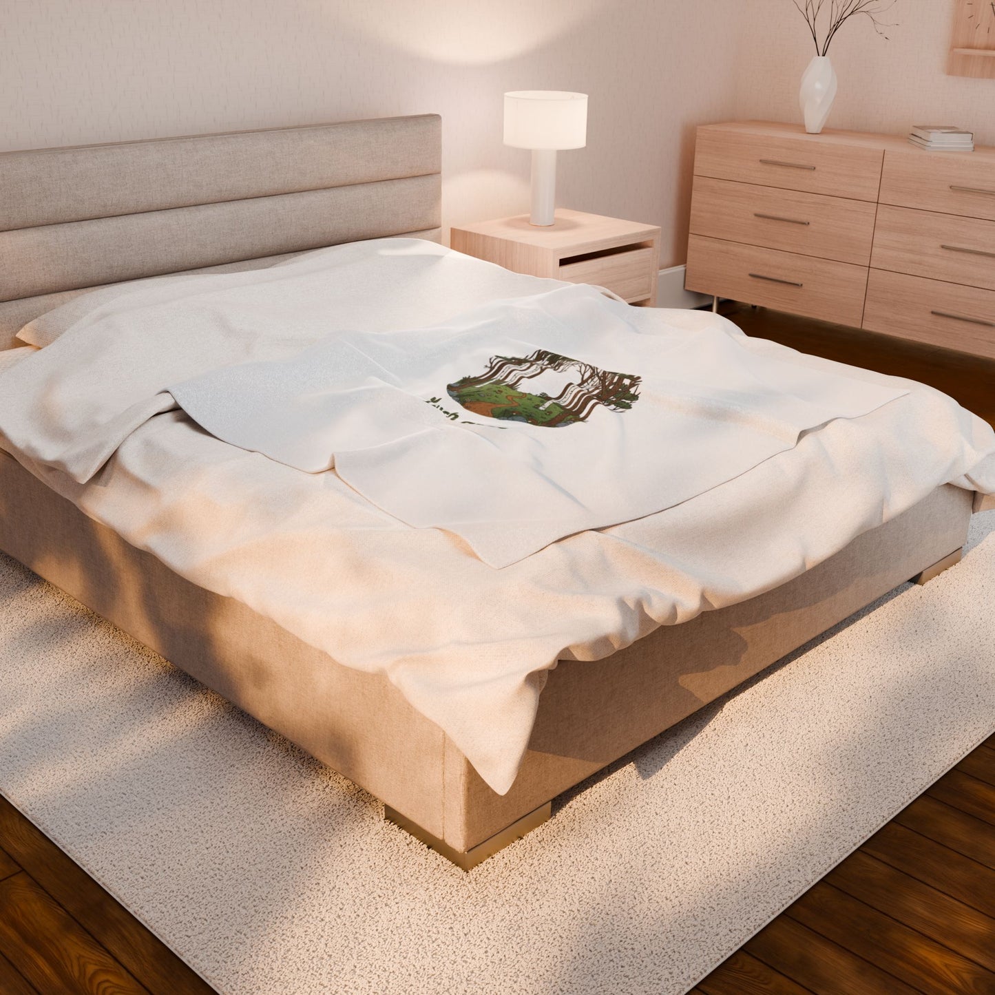 touch grass woodland scene Velveteen Blanket, goblincore mushroom aesthetic