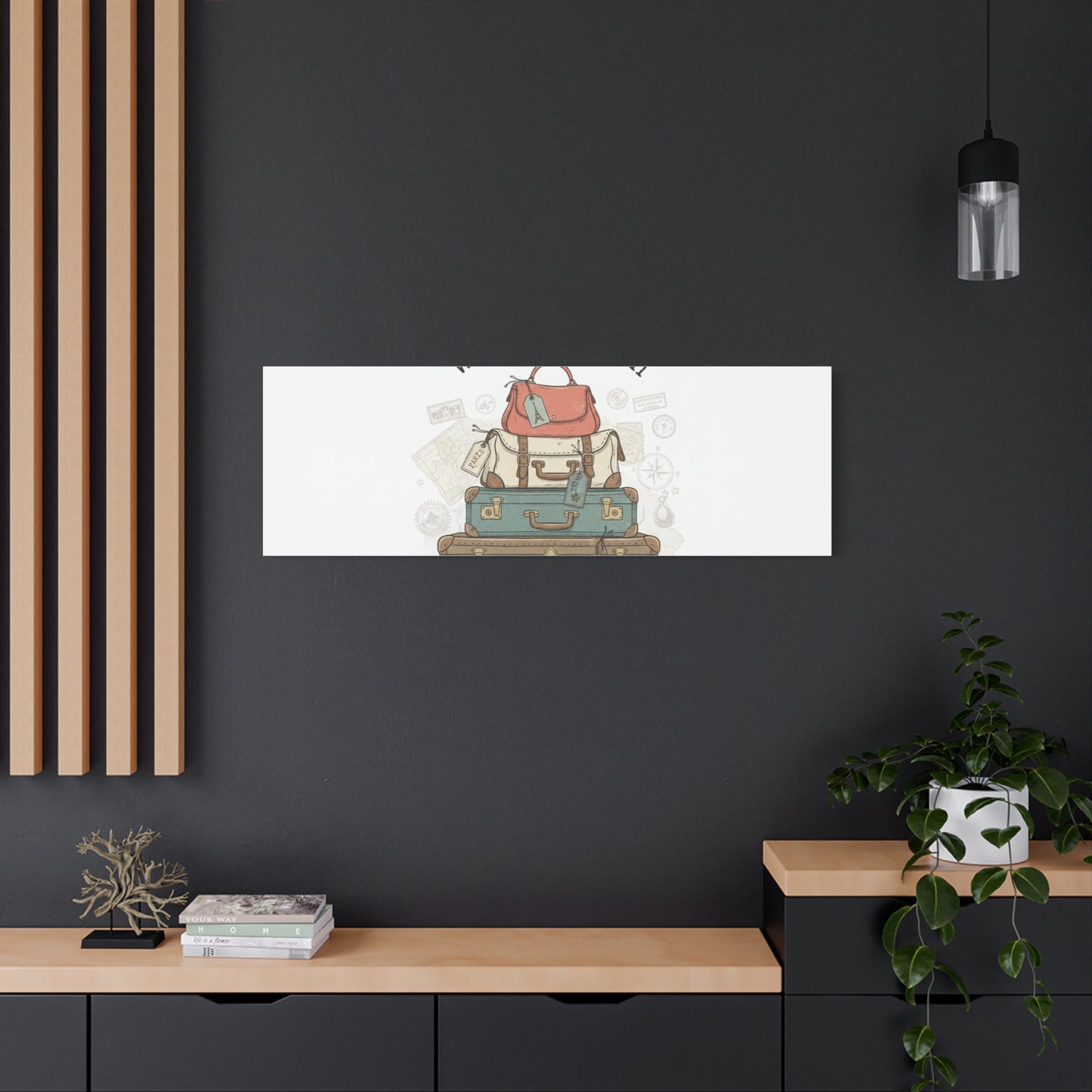 Wander Often Vintage Luggage Stack Canvas, travel stamps | passport stamp wanderlust