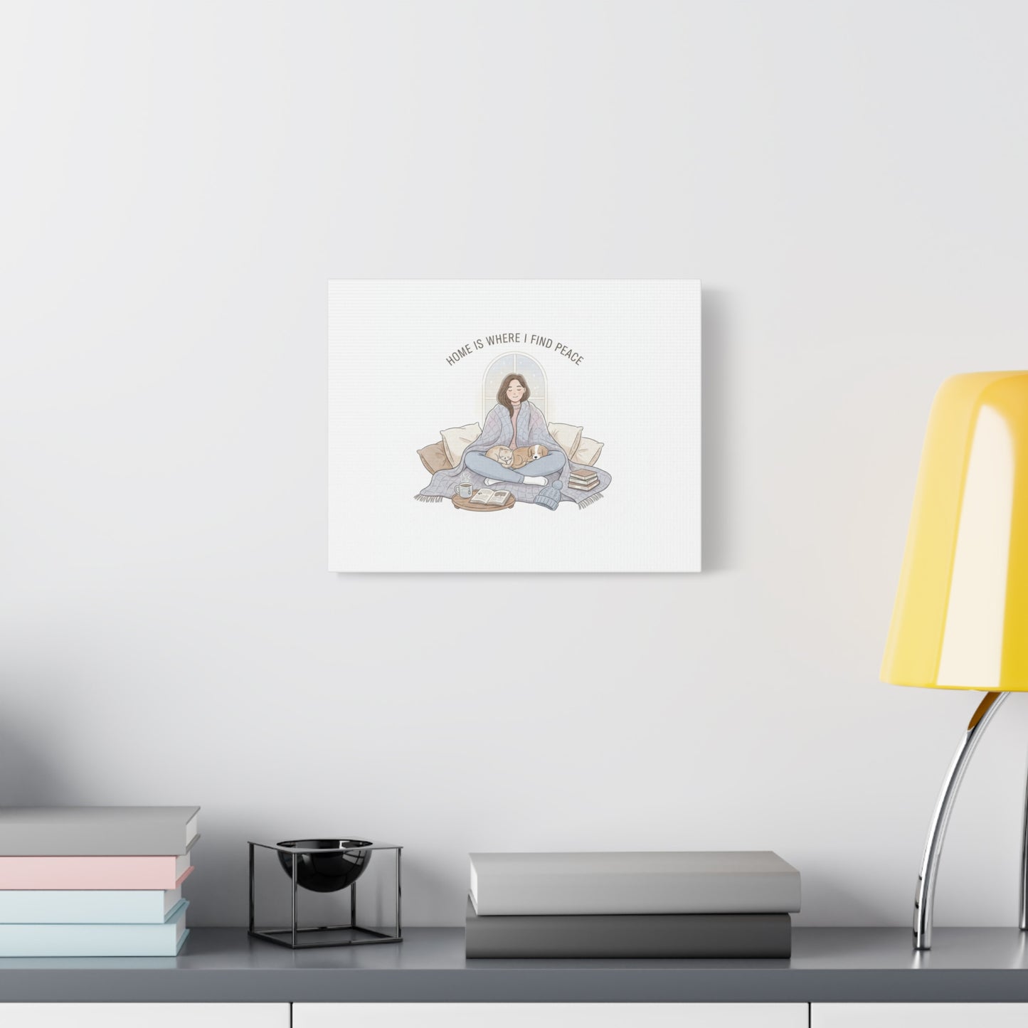 Home Is Where I Find Peace Canvas | Cozy Homebody Wall Art, Introvert Winter