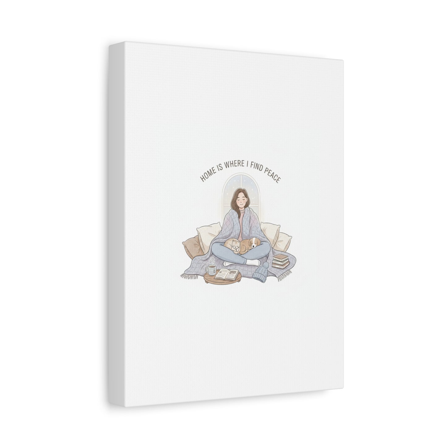 Home Is Where I Find Peace Canvas | Cozy Homebody Wall Art, Introvert Winter