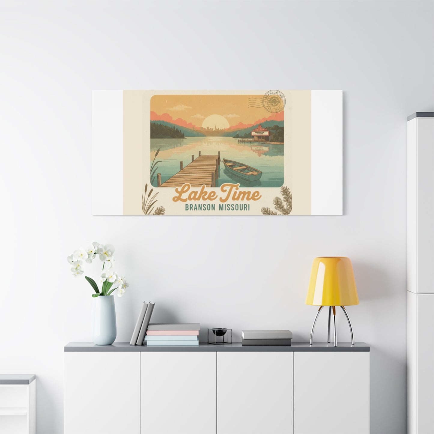 Vintage Postcard Canvas Lake Time Print
