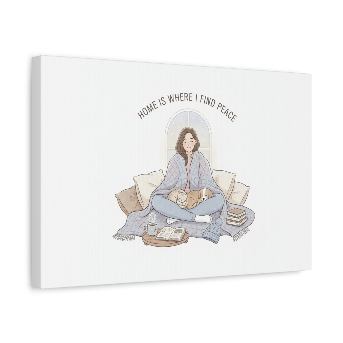 Home Is Where I Find Peace Canvas | Cozy Homebody Wall Art, Introvert Winter