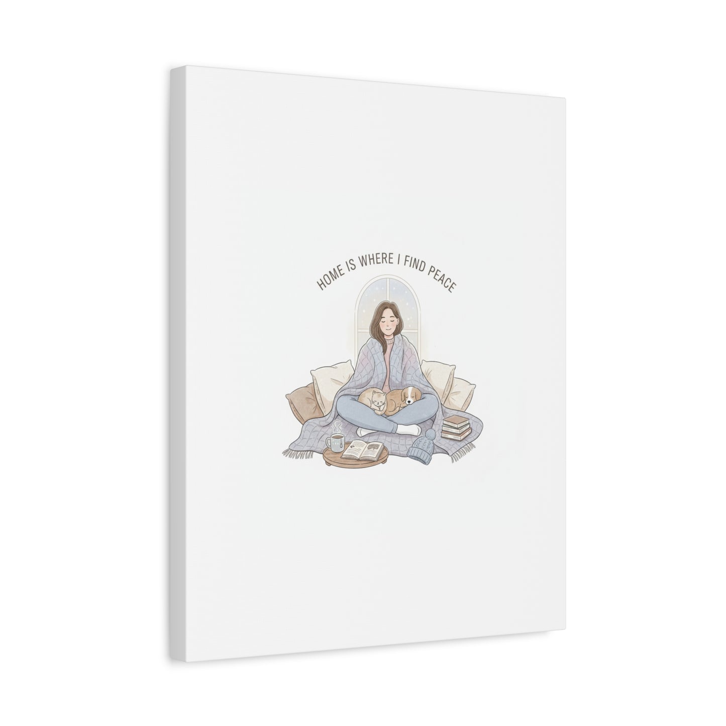 Home Is Where I Find Peace Canvas | Cozy Homebody Wall Art, Introvert Winter