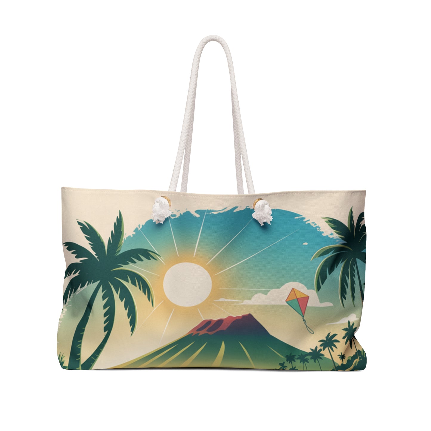 Tropical Beach Weekender Bag – Sunset Palm Island Travel Tote