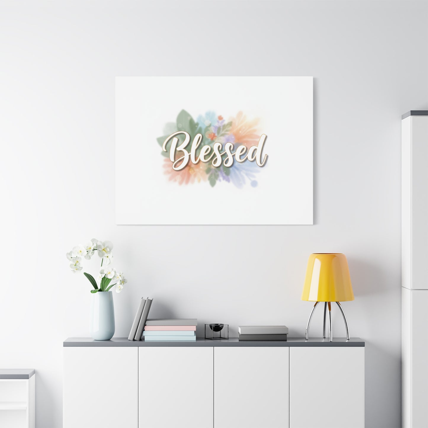 Blessed Floral Script Canvas