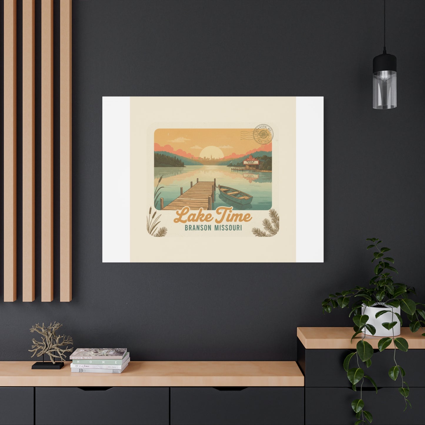 Vintage Postcard Canvas Lake Time Print