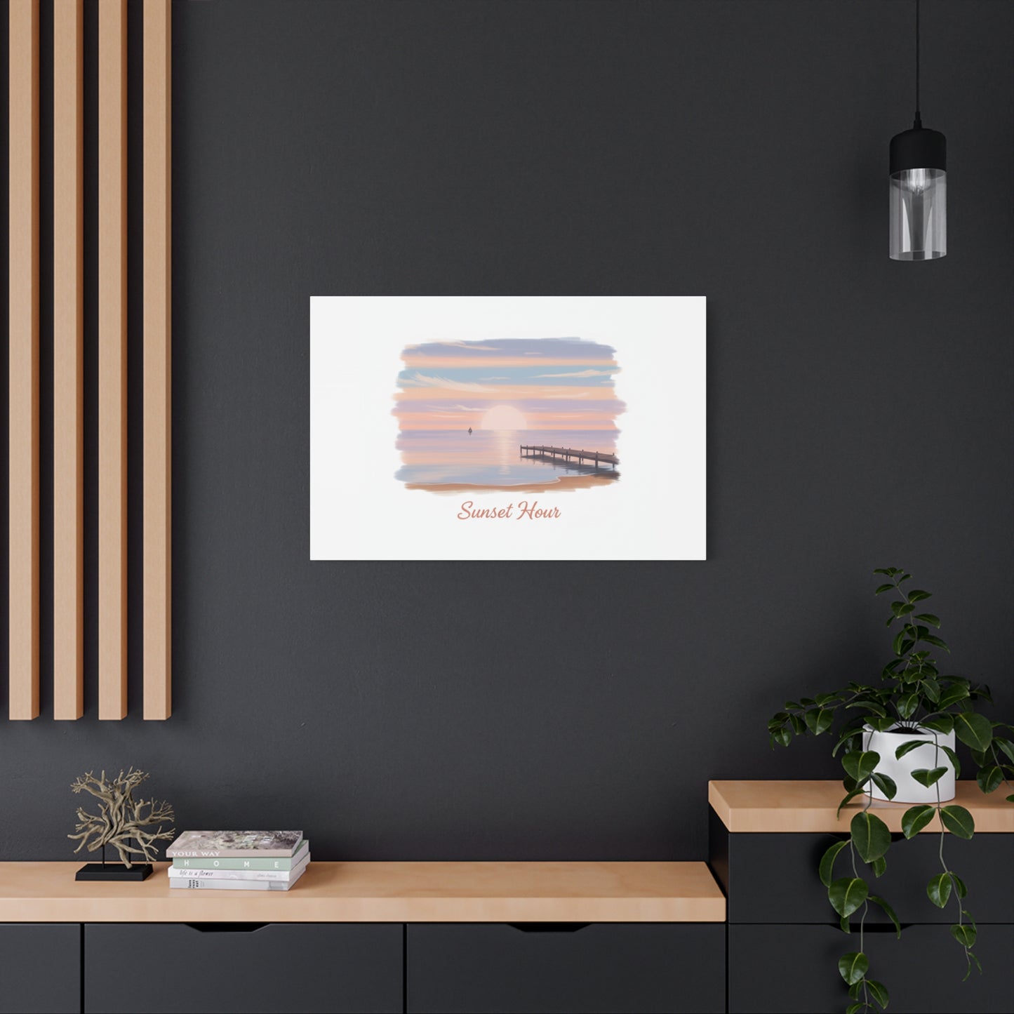 Sunset Hour Canvas, Matte Stretched 1.25" | Minimal Luxe Gold Accent