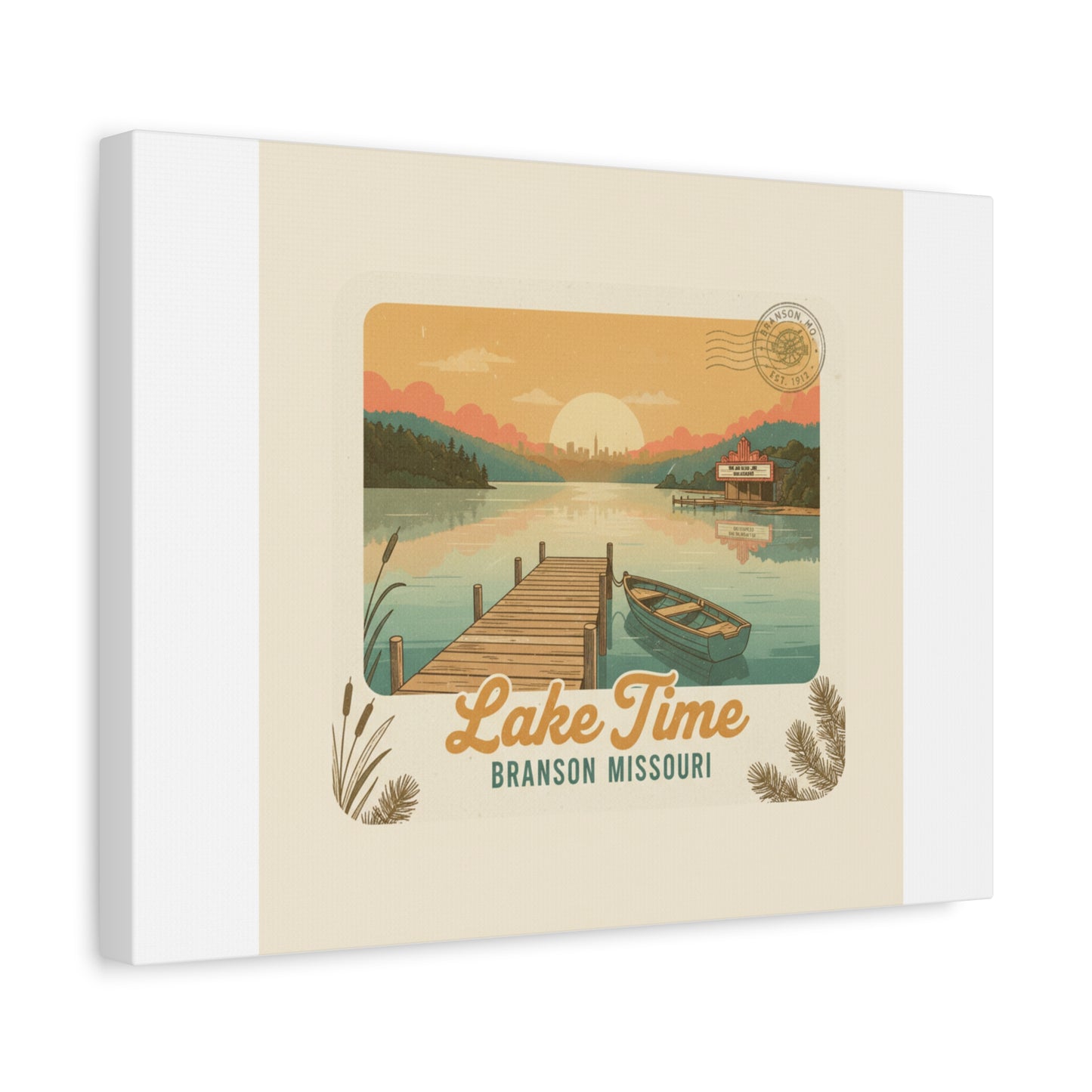 Vintage Postcard Canvas Lake Time Print