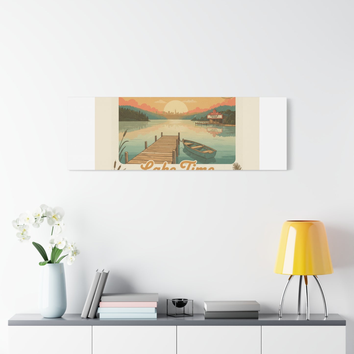 Vintage Postcard Canvas Lake Time Print