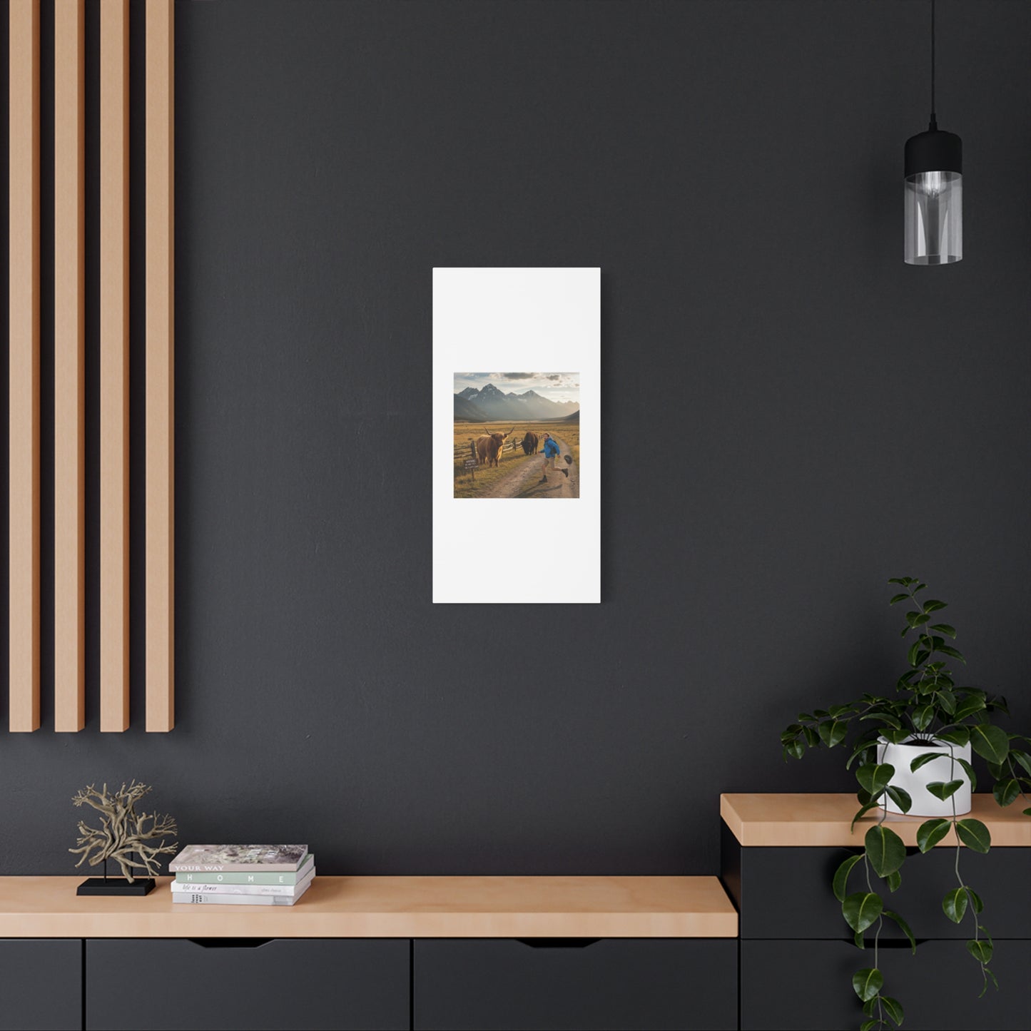 Chased by a Buffalo Canvas | wholesome sarcasm print, soft humor wall art
