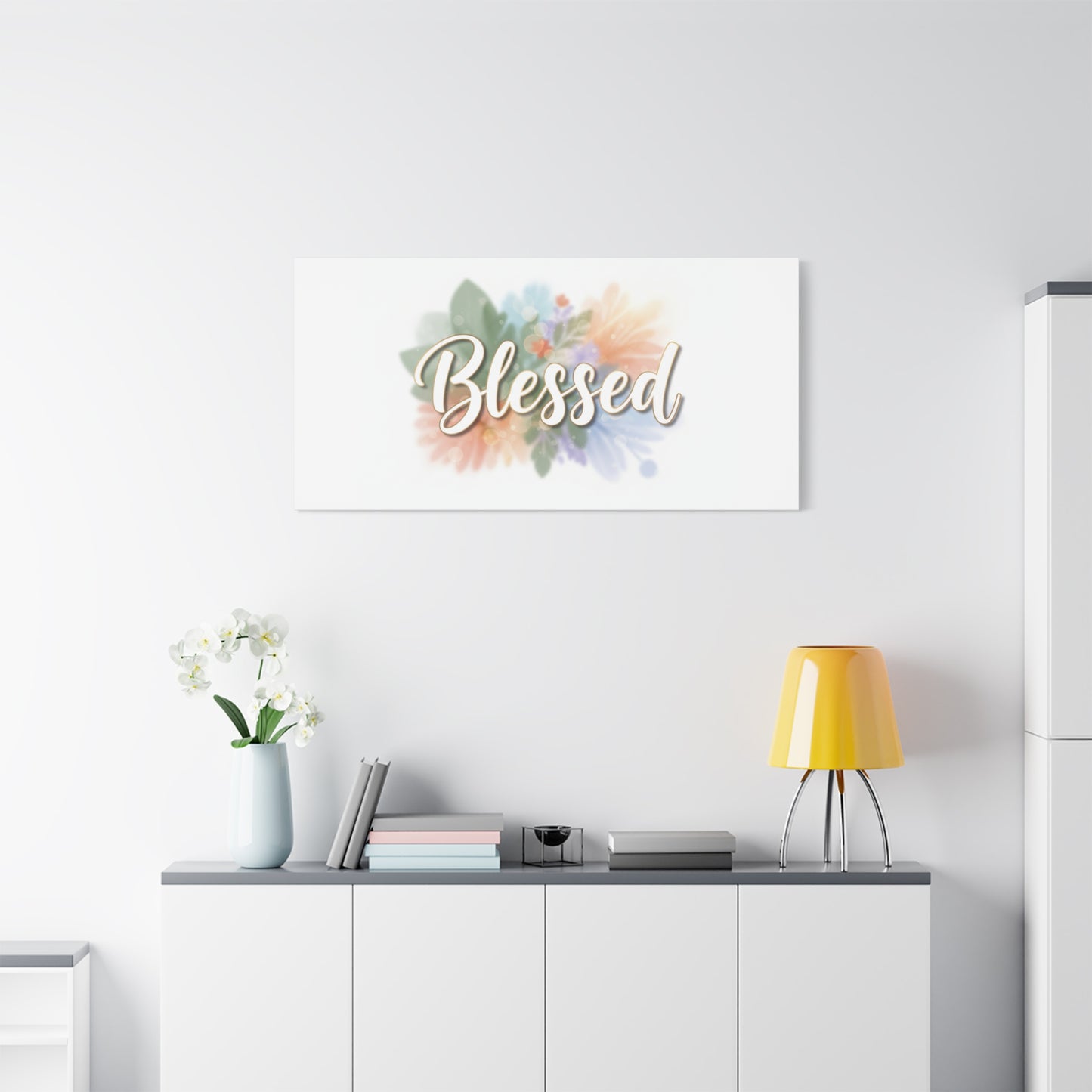 Blessed Floral Script Canvas