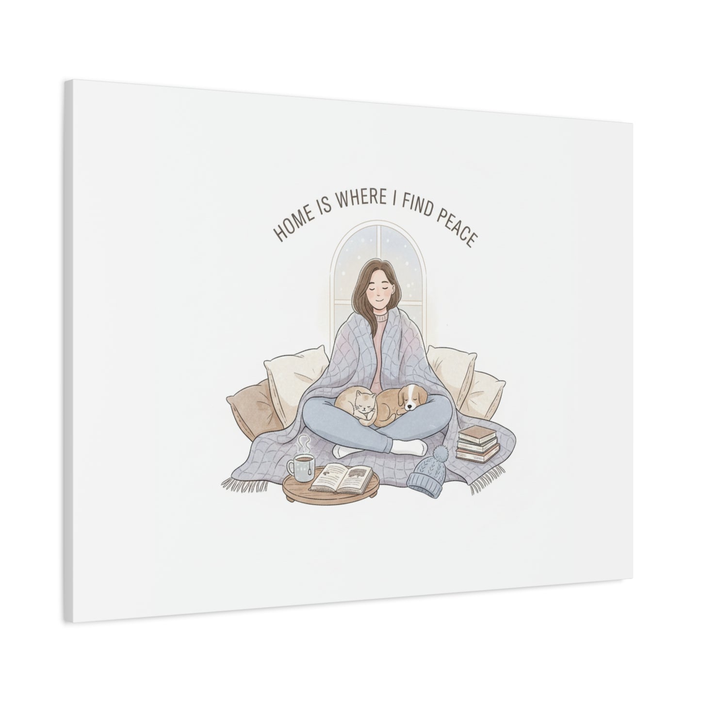 Home Is Where I Find Peace Canvas | Cozy Homebody Wall Art, Introvert Winter