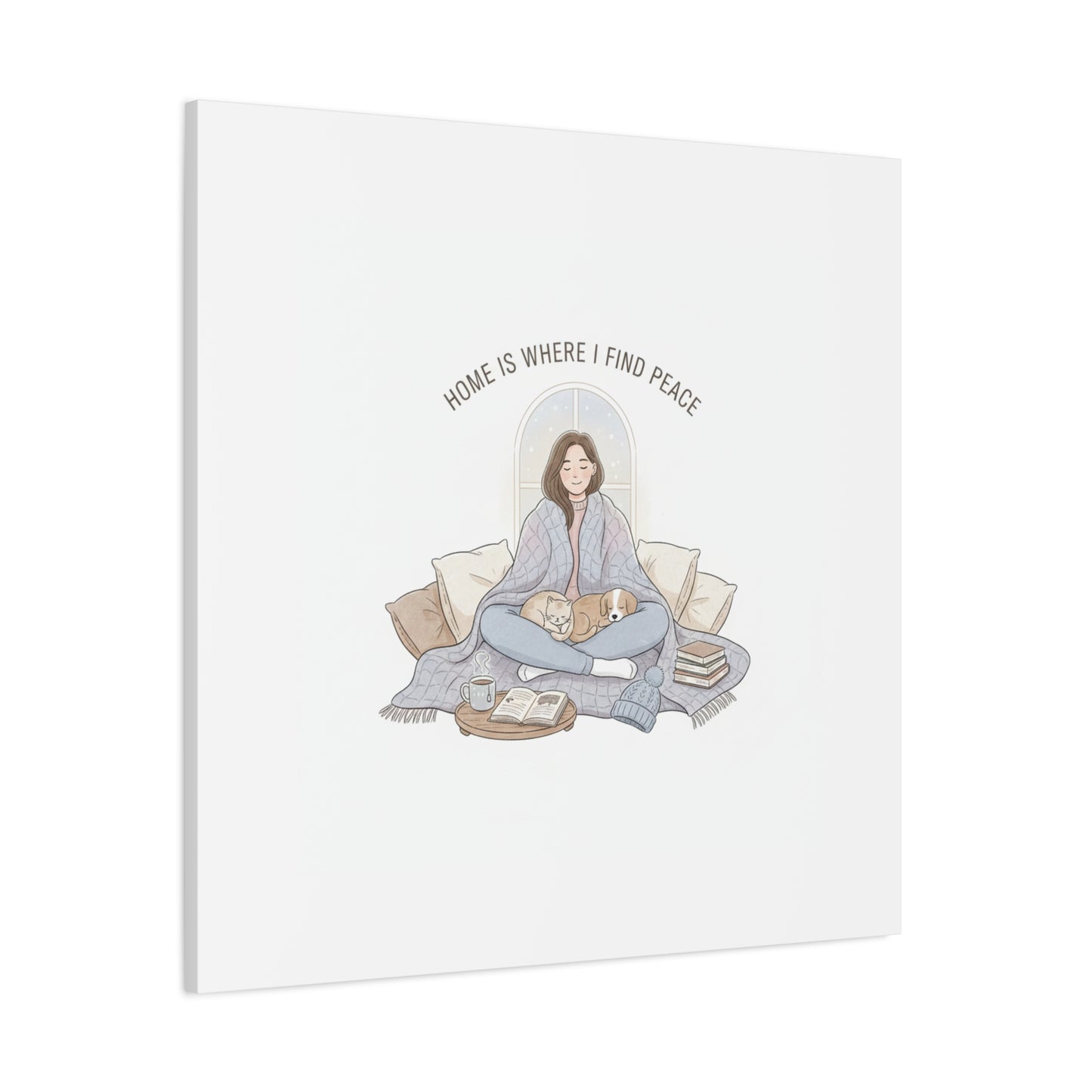 Home Is Where I Find Peace Canvas | Cozy Homebody Wall Art, Introvert Winter