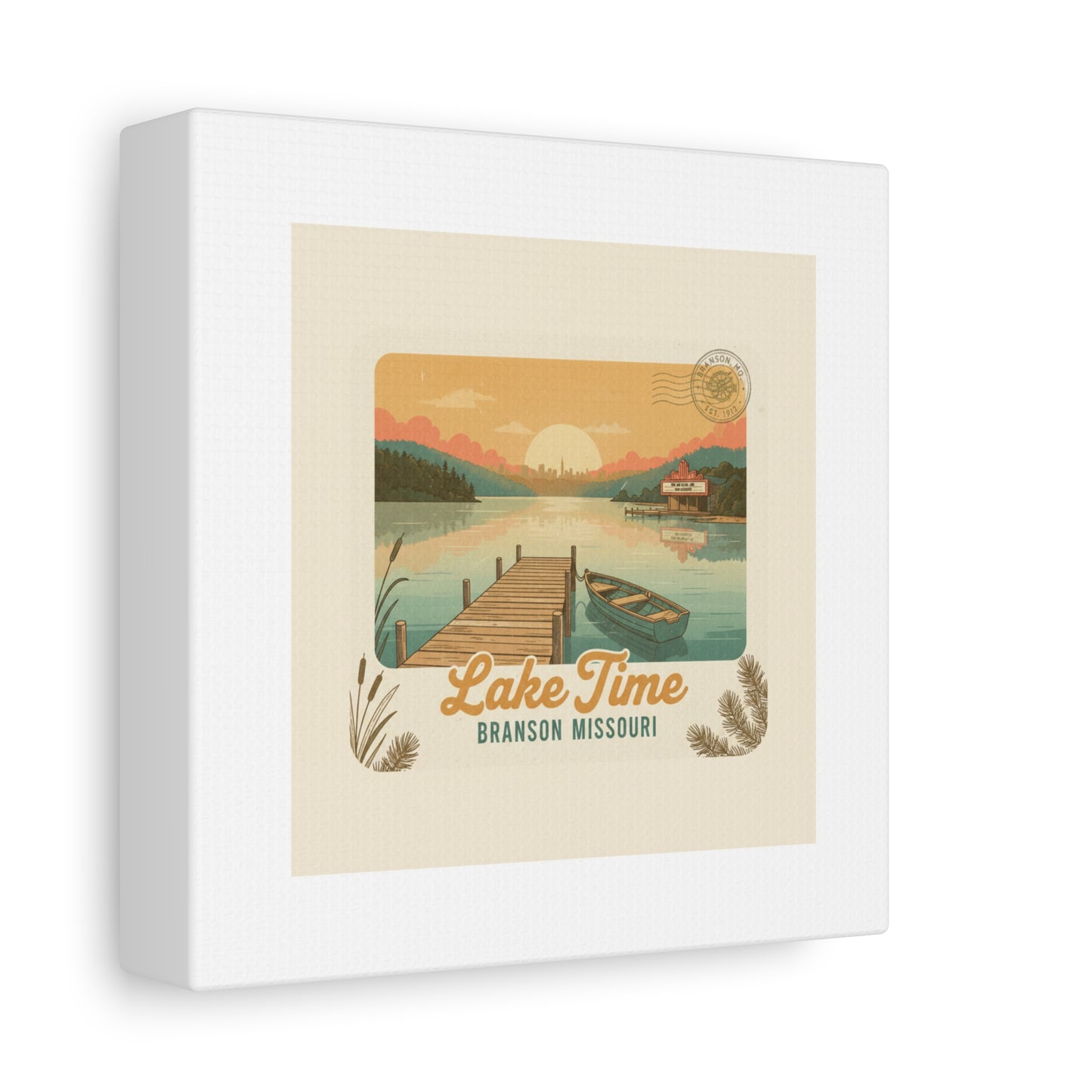 Vintage Postcard Canvas Lake Time Print
