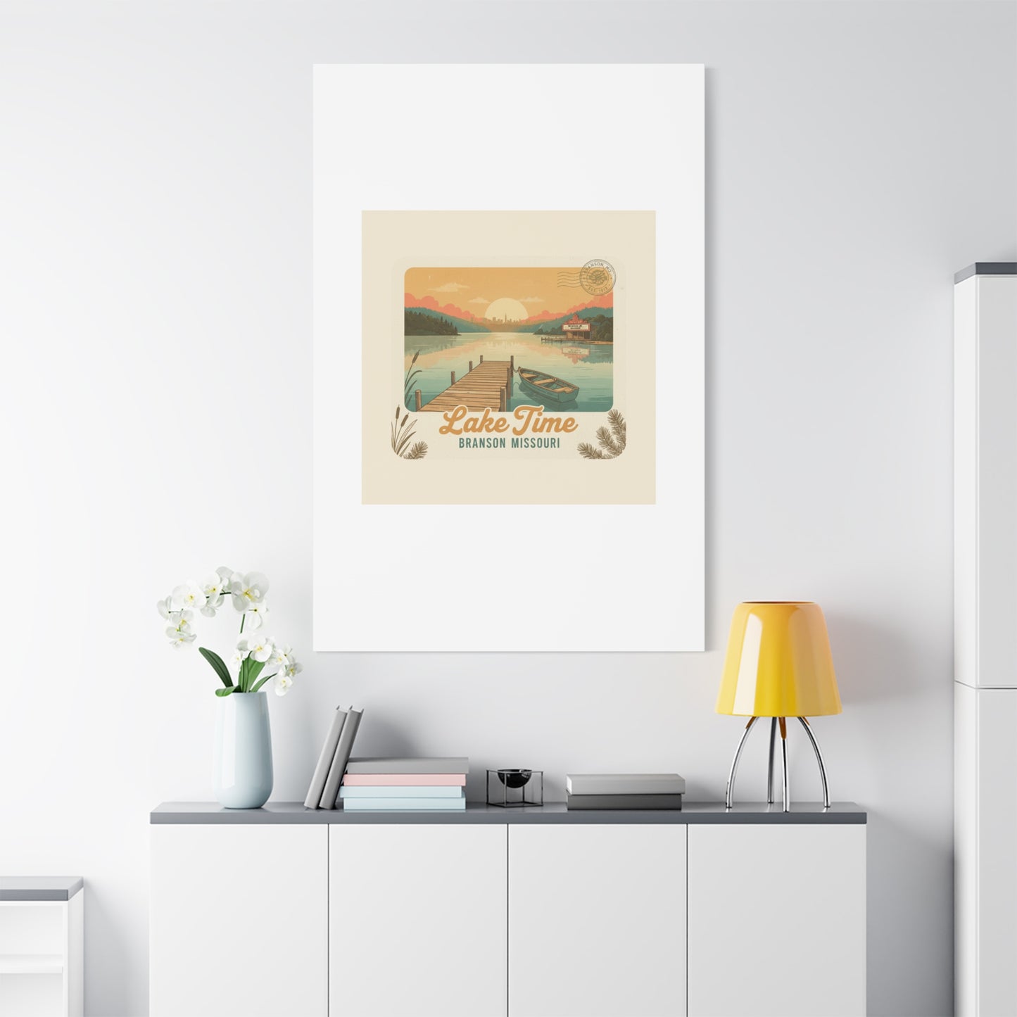 Vintage Postcard Canvas Lake Time Print