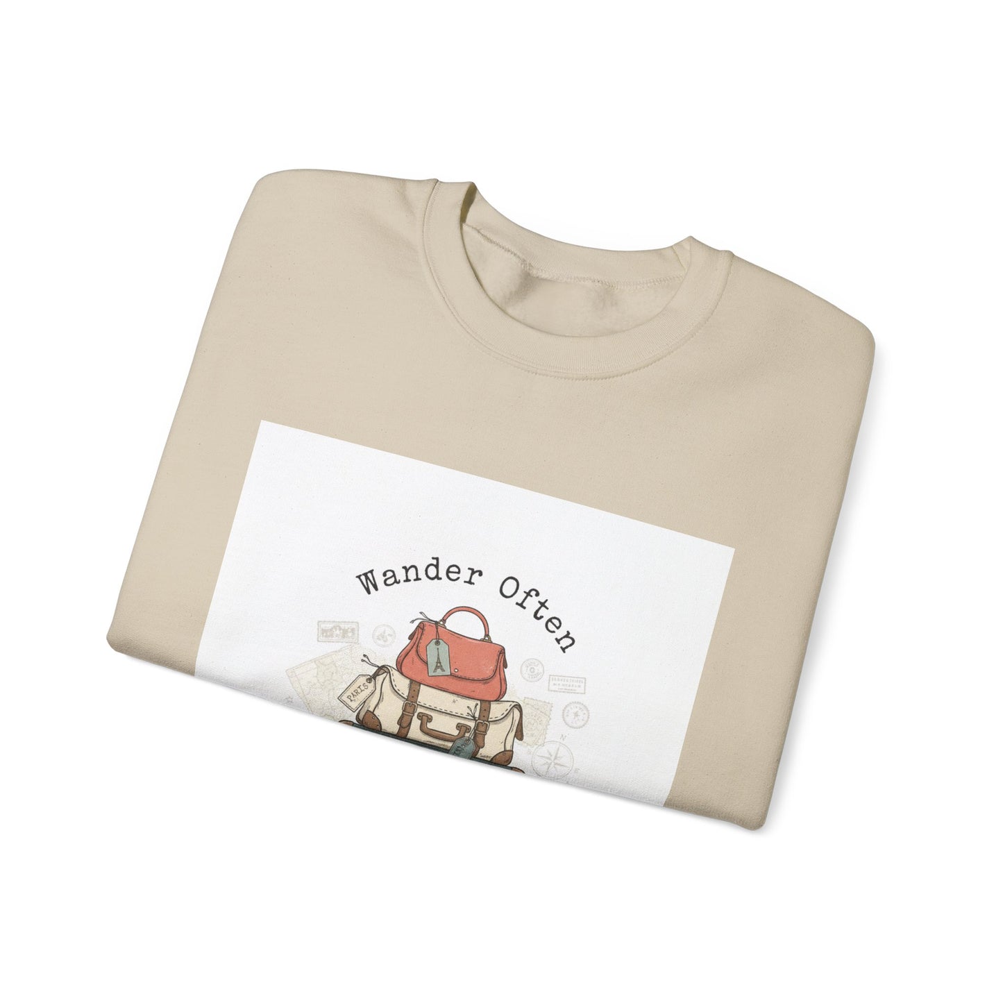 Wander Often vintage luggage stamp Sweatshirt | travel stamps, postcard vintage