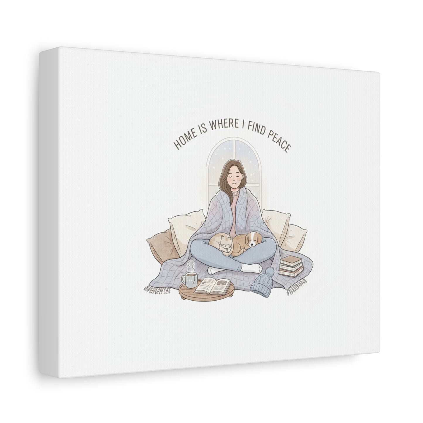 Home Is Where I Find Peace Canvas | Cozy Homebody Wall Art, Introvert Winter