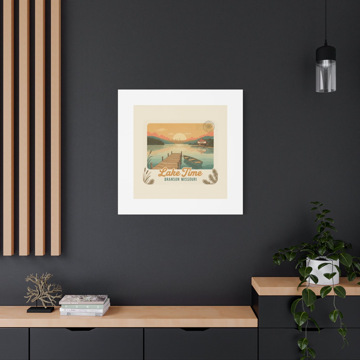 Vintage Postcard Canvas Lake Time Print