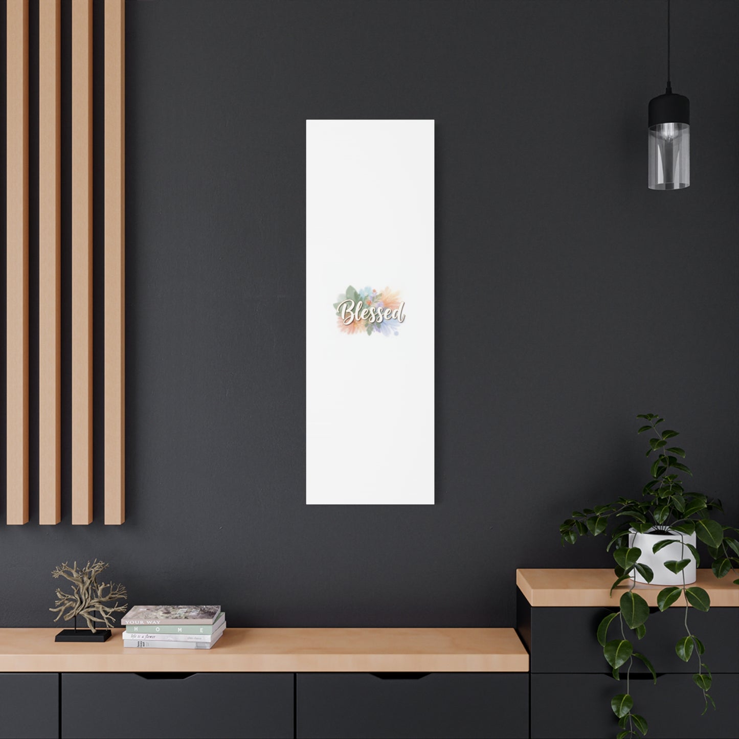 Blessed Floral Script Canvas