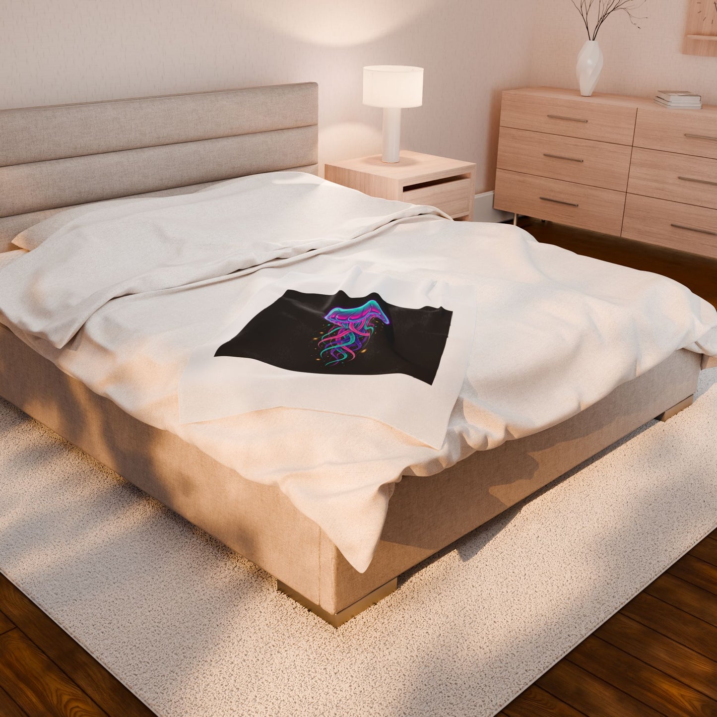 Neon Jellyfish Velveteen Blanket