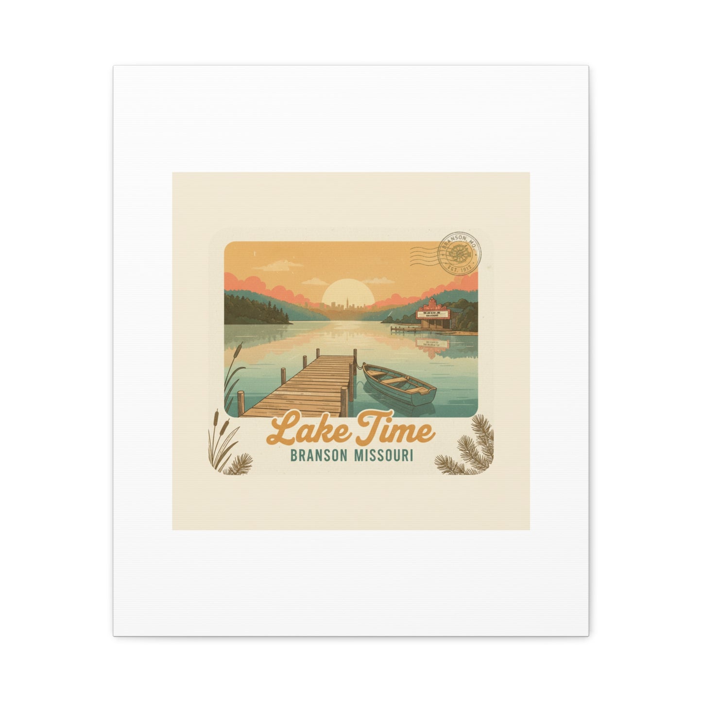 Vintage Postcard Canvas Lake Time Print