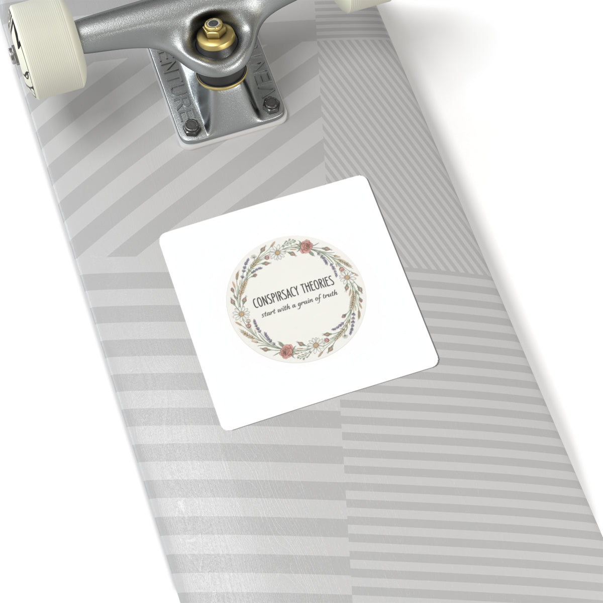 Conspiracy Theories Floral Sticker | Minimal Luxe Gold Accents