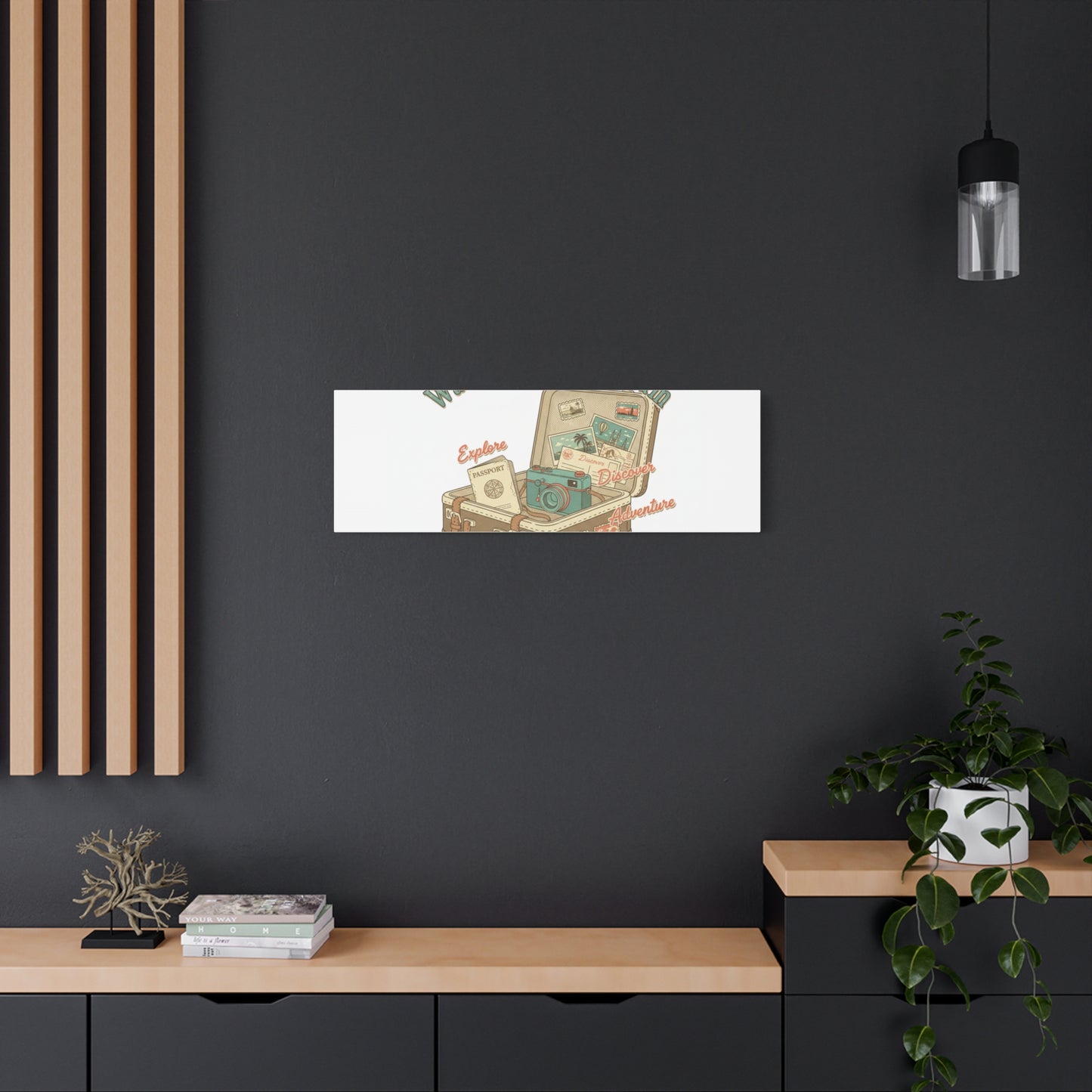 Wanderlust Daydream Travel Postcard Canvas | Retro Travel Stamp Decor
