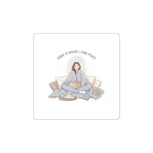 Home Is Where I Find Peace Sticker | Introvert Homebody, Cozy Winter