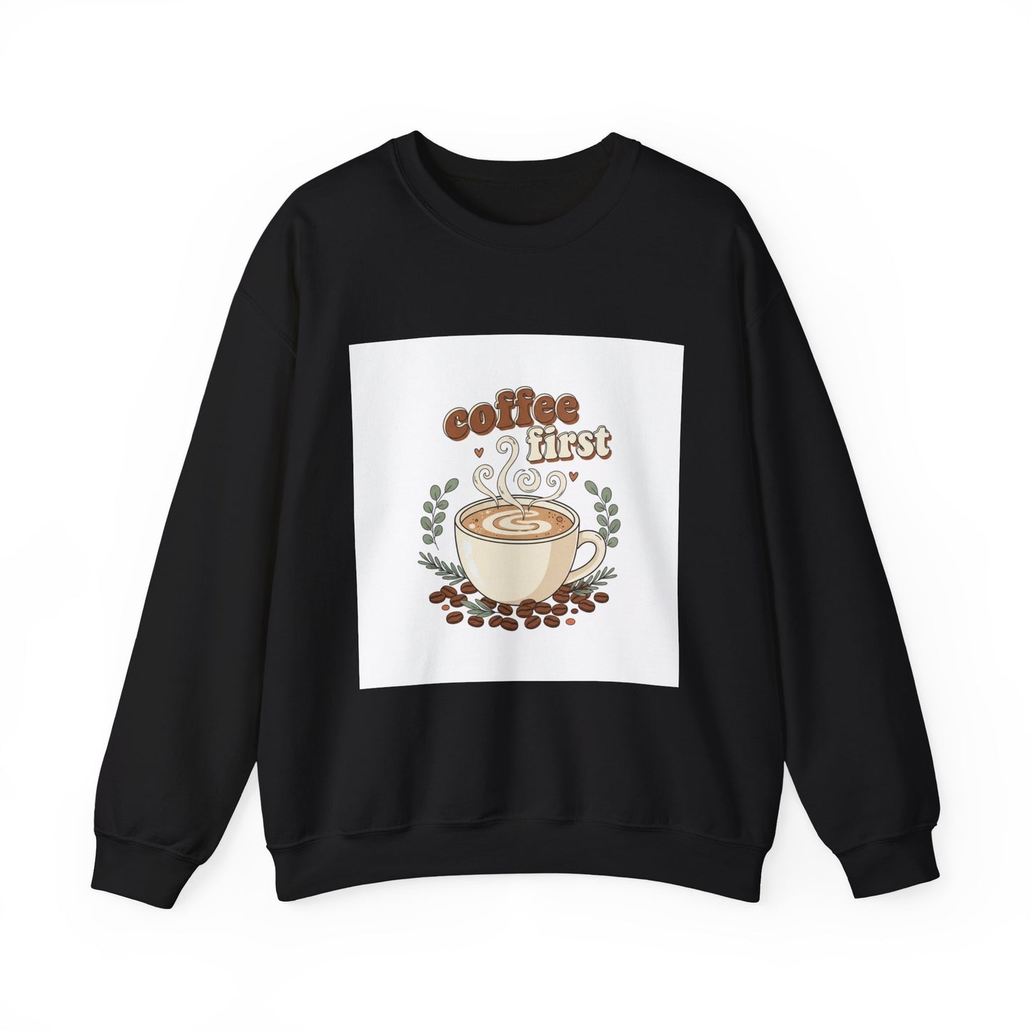 coffee first Crewneck Sweatshirt, coffee aesthetic, latte art design