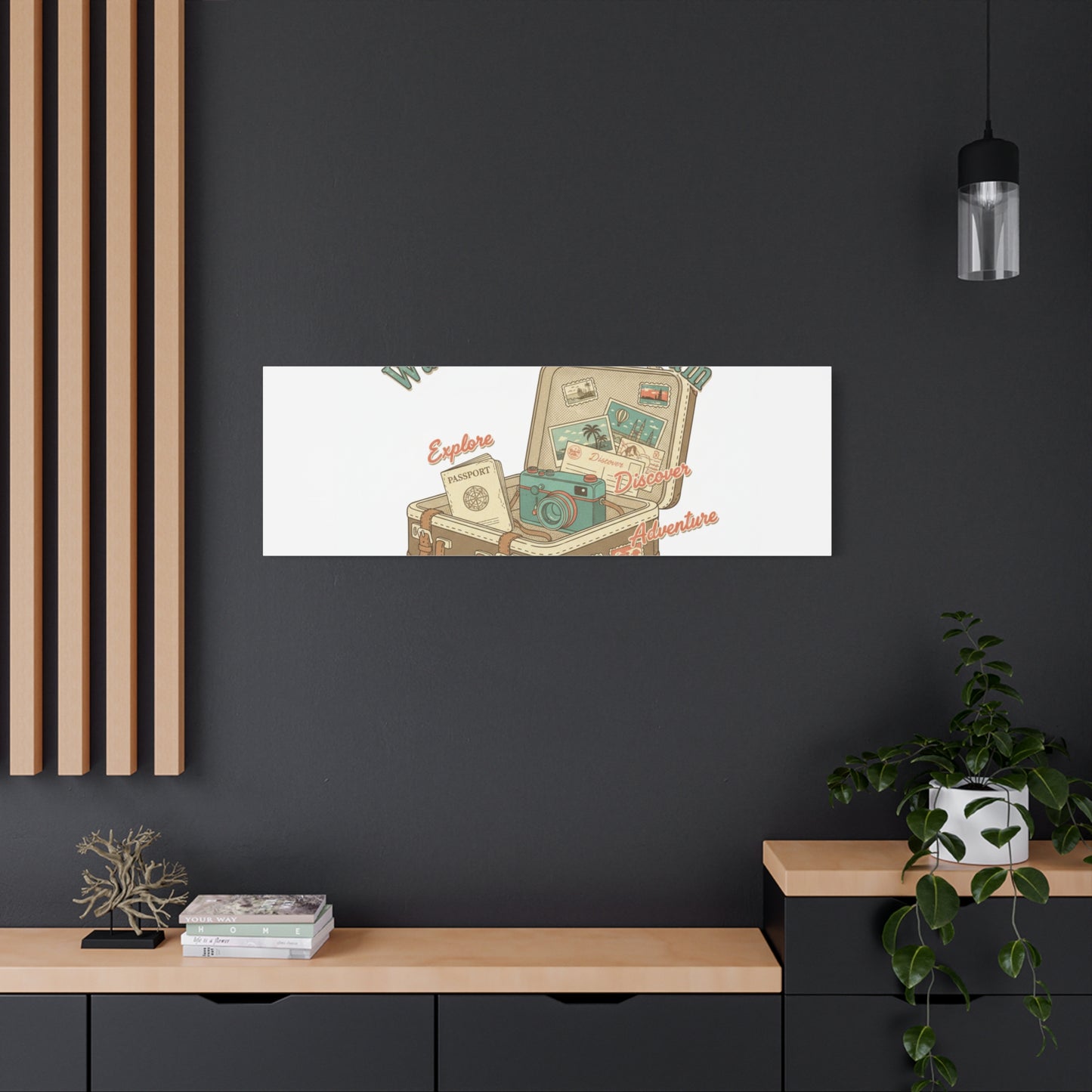 Wanderlust Daydream Travel Postcard Canvas | Retro Travel Stamp Decor