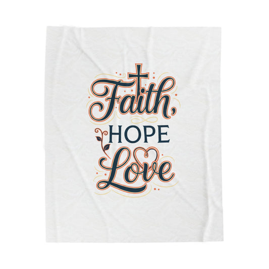 'Faith Hope Love' Velveteen Plush Blanket