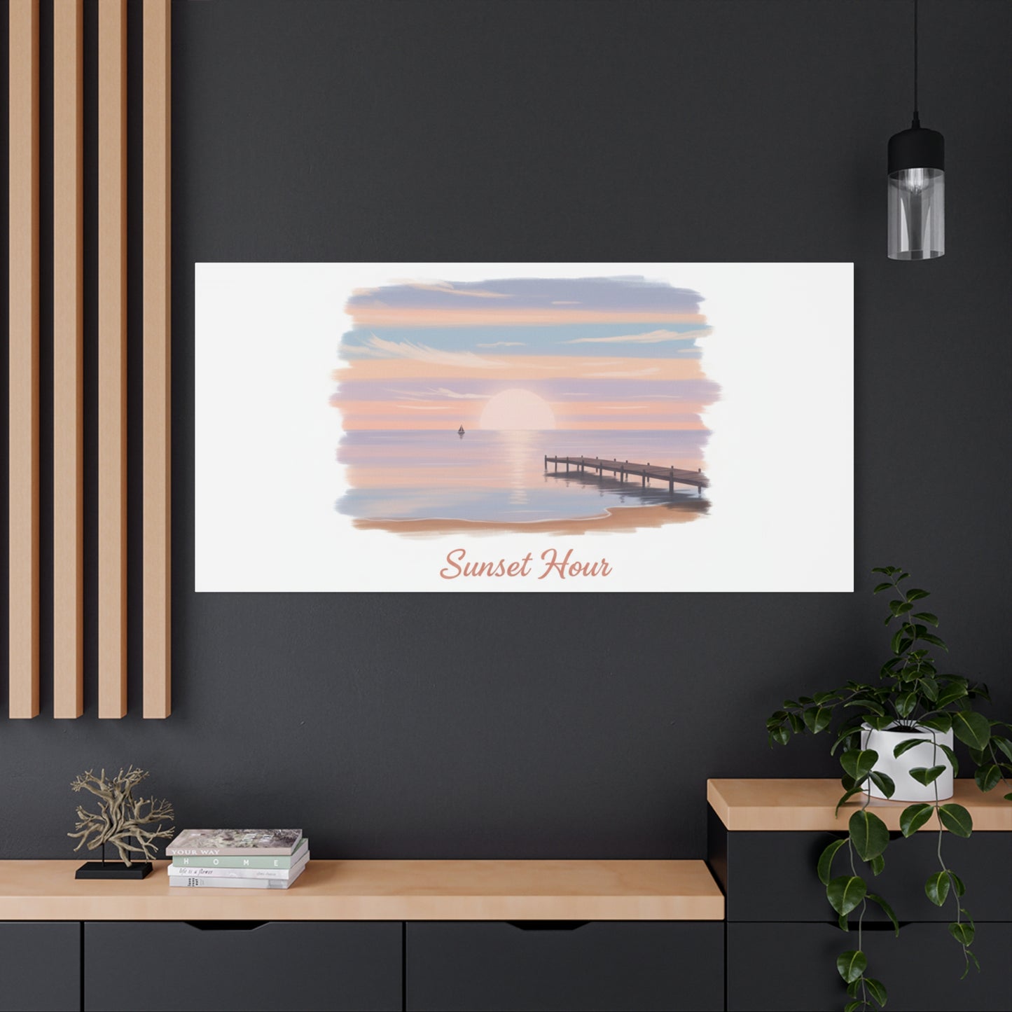 Sunset Hour Canvas, Matte Stretched 1.25" | Minimal Luxe Gold Accent