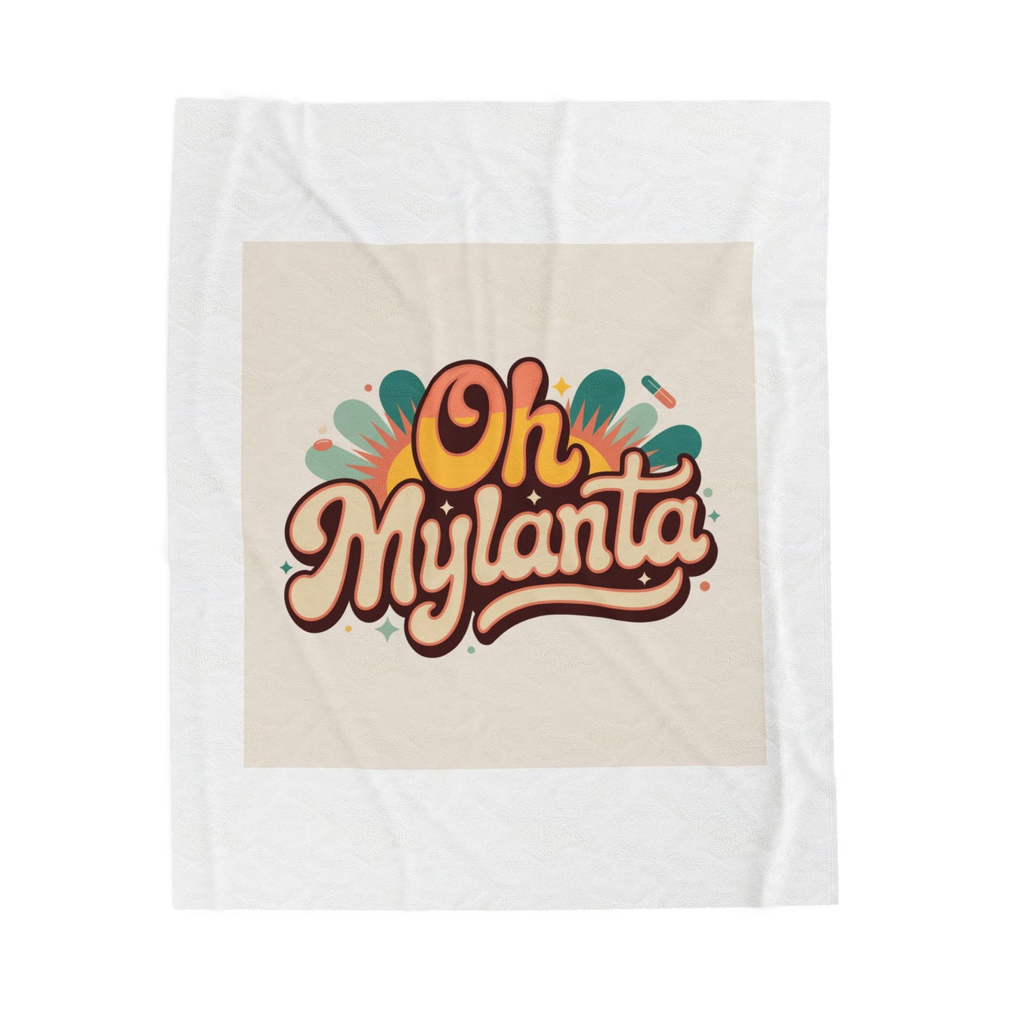 Oh Mylanta Retro Script Velveteen Plush Blanket