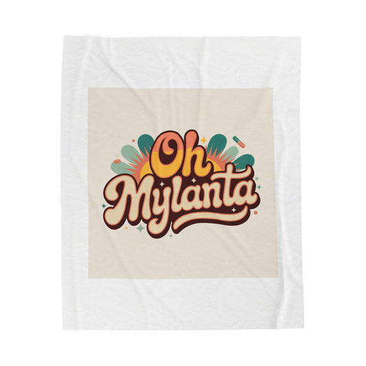 Oh Mylanta Retro Script Velveteen Plush Blanket