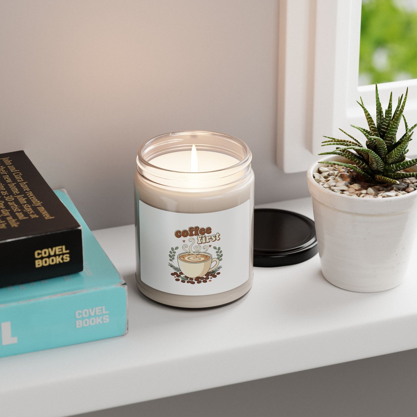 coffee first Soy Candle | coffee aesthetic, latte art design