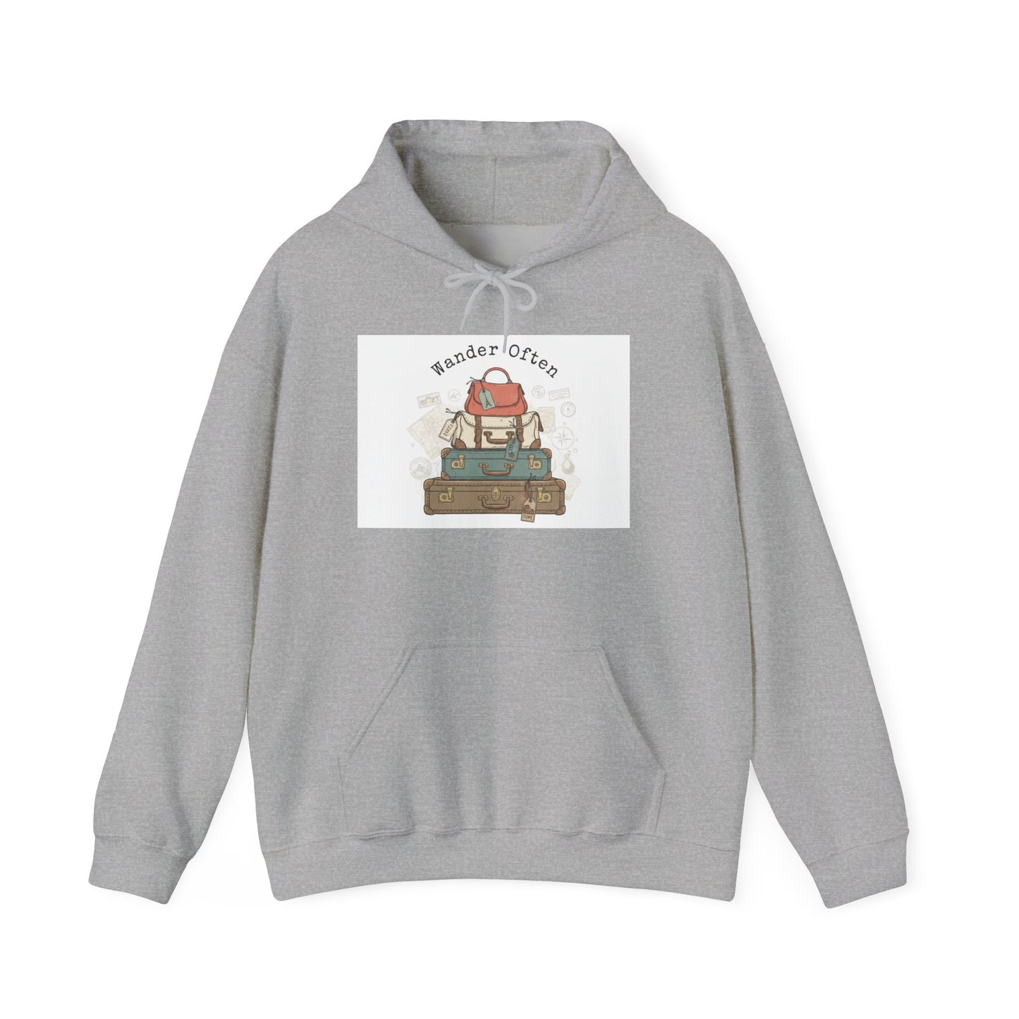 Wanderlust Passport Stamp Hoodie | retro travel postcard, vintage stamp design
