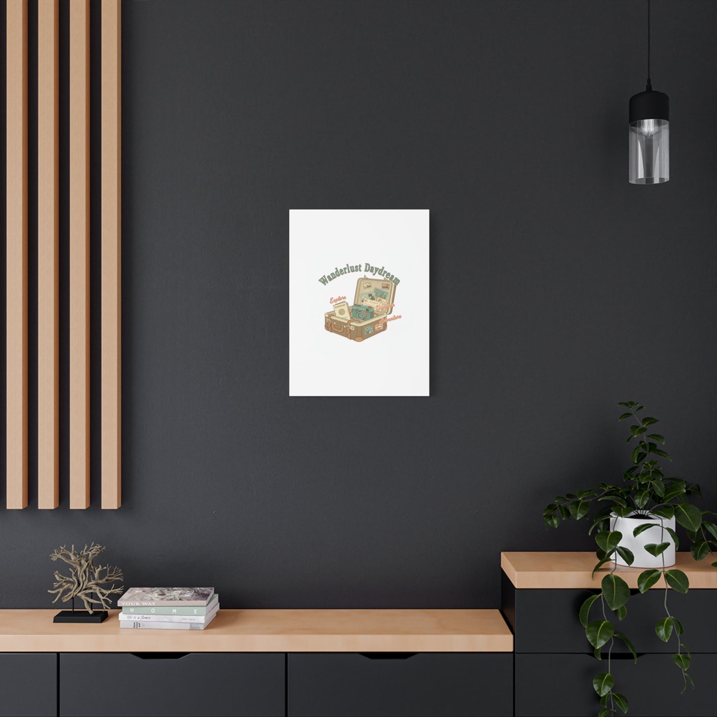 Wanderlust Daydream Travel Postcard Canvas | Retro Travel Stamp Decor