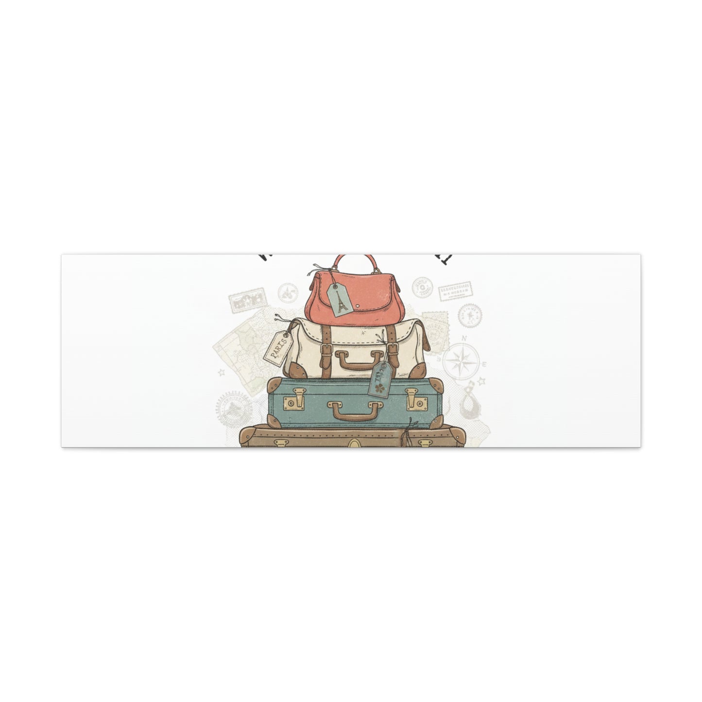 Wander Often Vintage Luggage Stack Canvas, travel stamps | passport stamp wanderlust