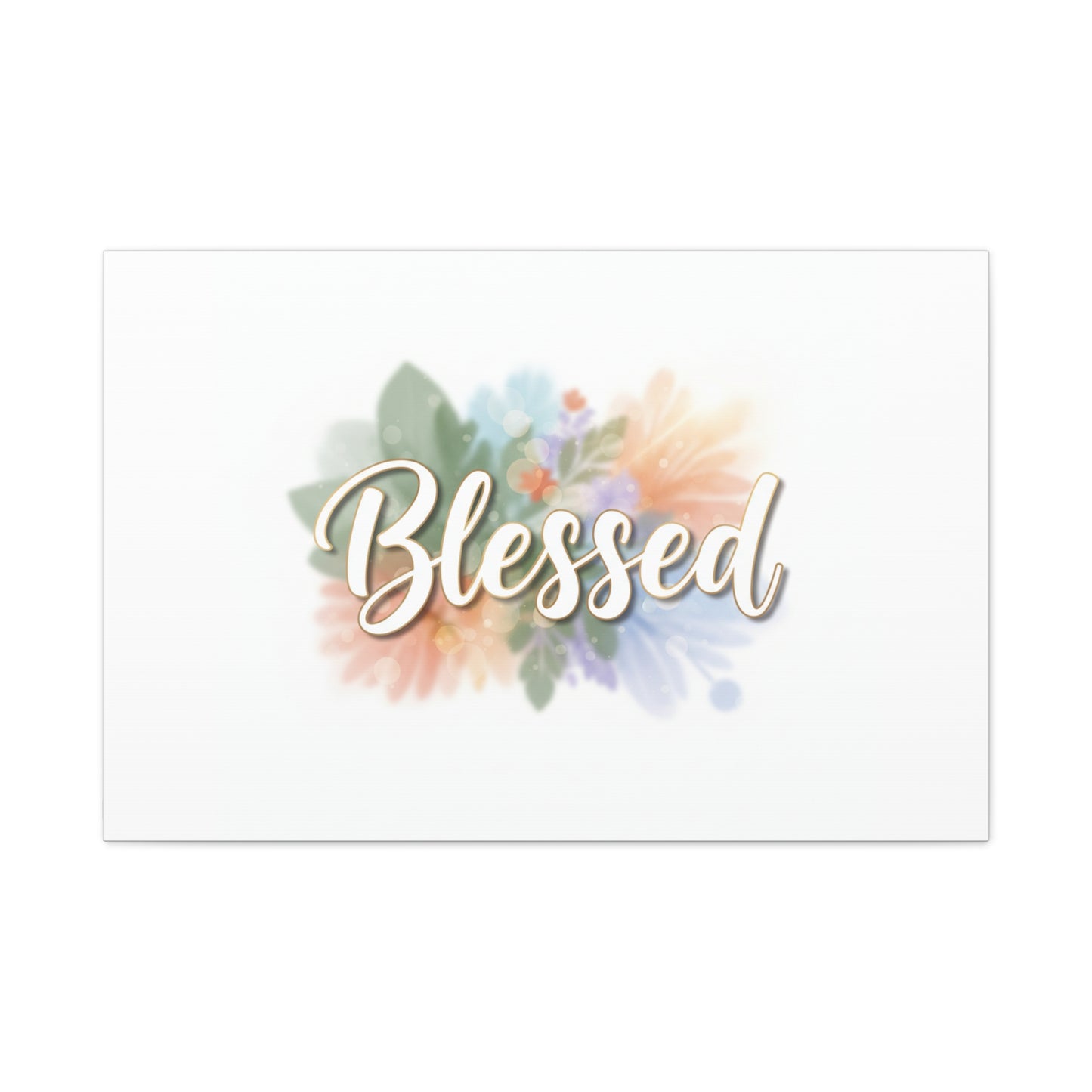 Blessed Floral Script Canvas