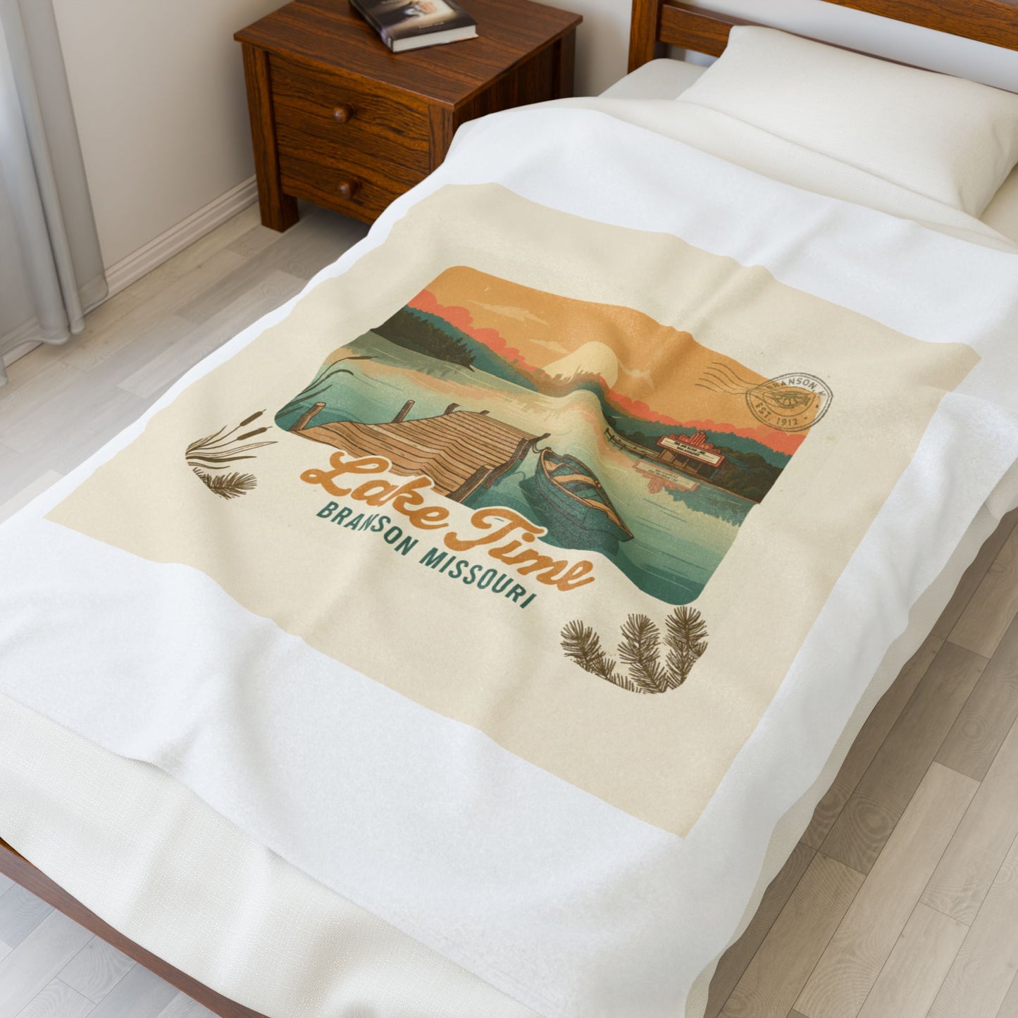 Lake Time Branson Missouri Velveteen Plush Blanket