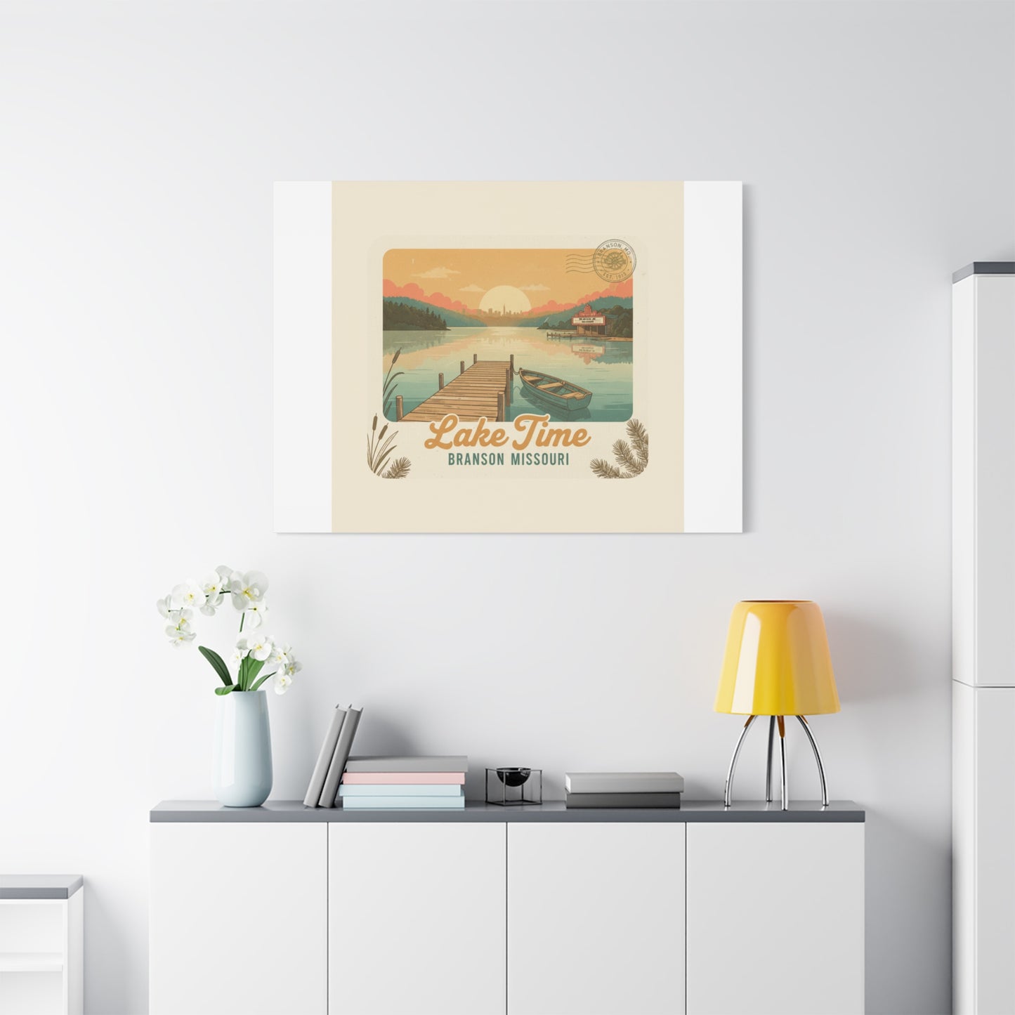 Vintage Postcard Canvas Lake Time Print